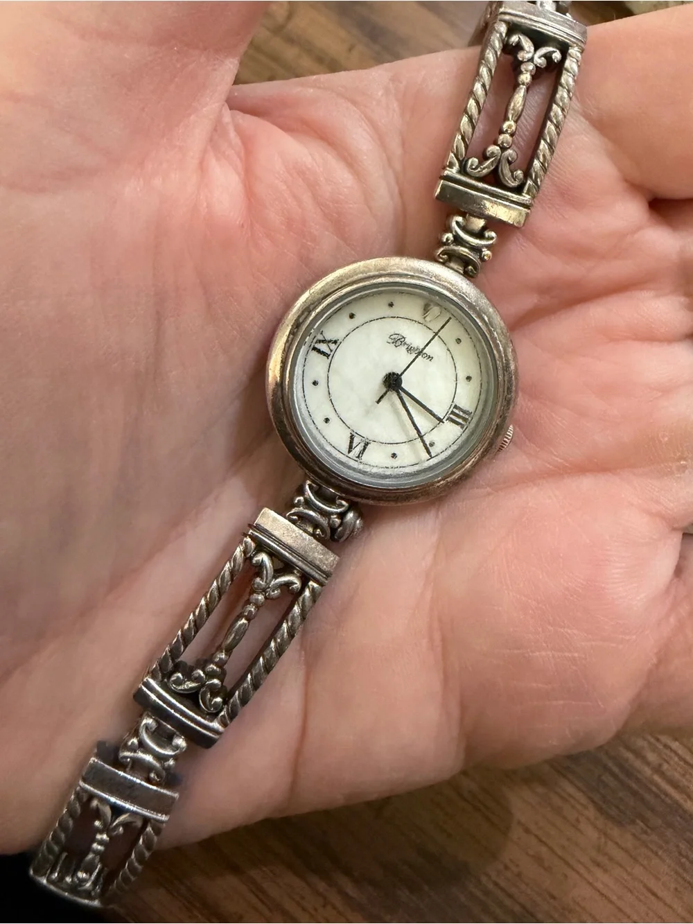 Brighton Silver-Tone Bracelet Watch with White Dial